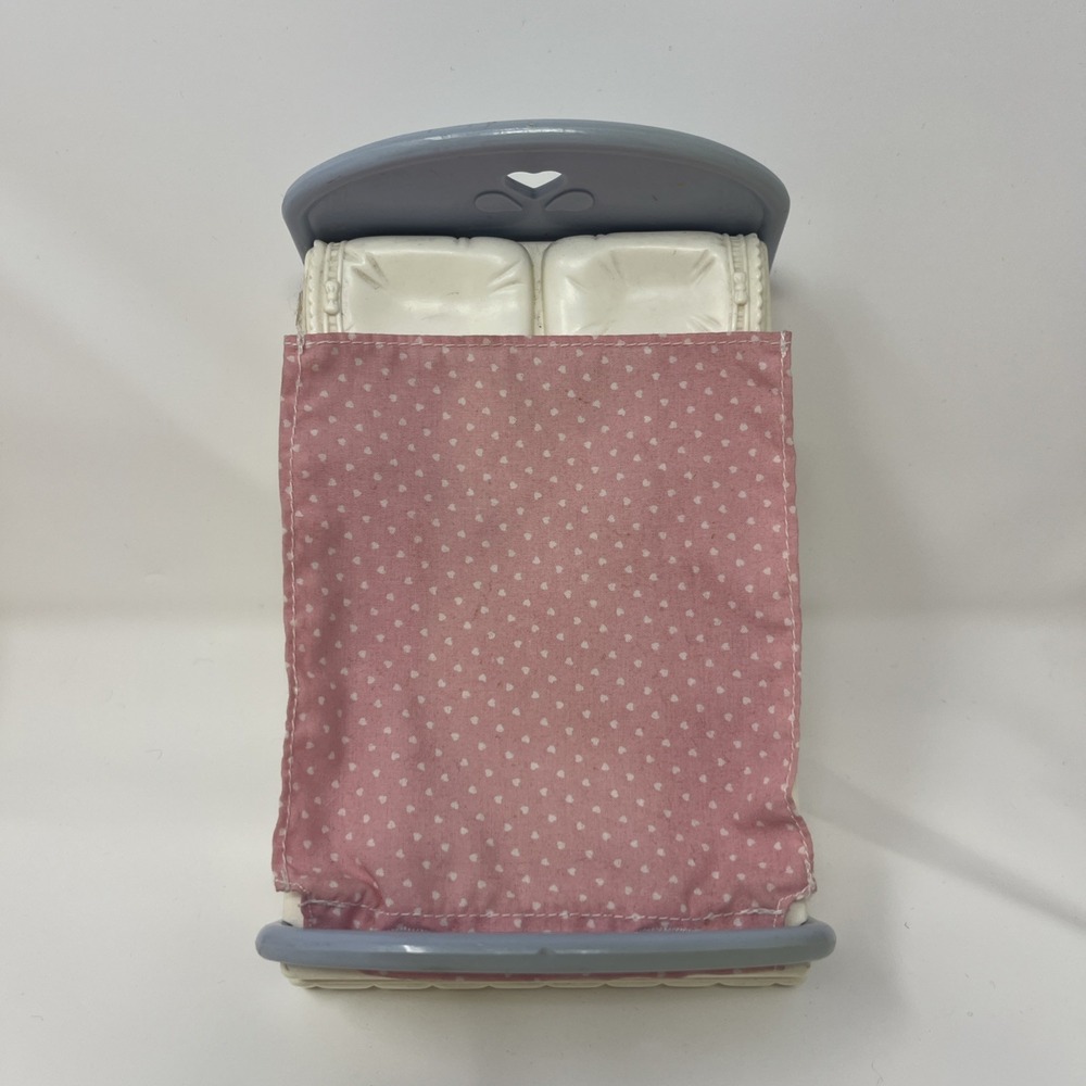 Fisher-Price Loving Family Dollhouse 1993 Double Parent Bed w/ Pink Cloth Cover